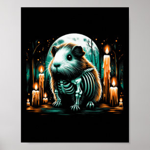 Cool Guinea Pig Skelet Halloween Kerstgeboorte Poster