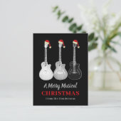 Cool Guitar Christmas Merry Music Gepersonaliseerd Feestdagenkaart (Staand voorkant)