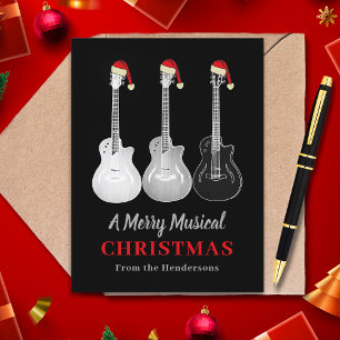 Cool Guitar Christmas Merry Music Gepersonaliseerd Feestdagenkaart