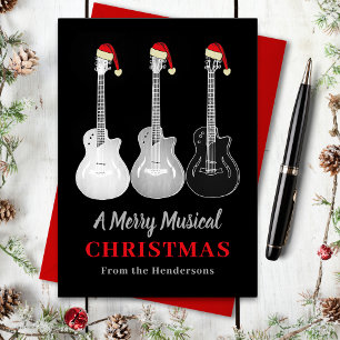 Cool Guitar Christmas Merry Music Gepersonaliseerd Feestdagenkaart