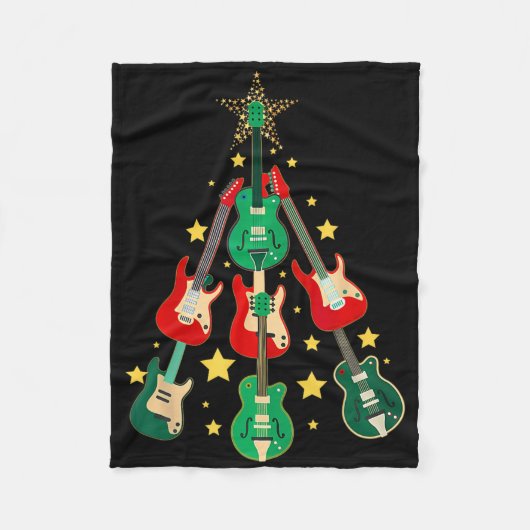Cool Guitar Christmas Tree Guitar Lovers Christmas Fleece Deken (Voorkant)