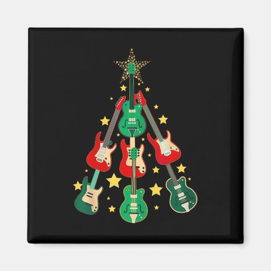 Cool Guitar Christmas Tree Guitar Lovers Christmas Magneet (Voorkant)