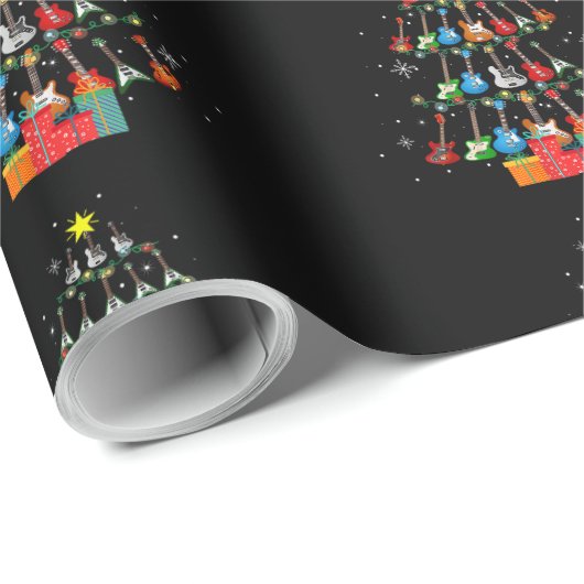 Cool Guitar Christmas Tree Merry Xmas Gifts Xmas L Cadeaupapier (Rol Hoek)