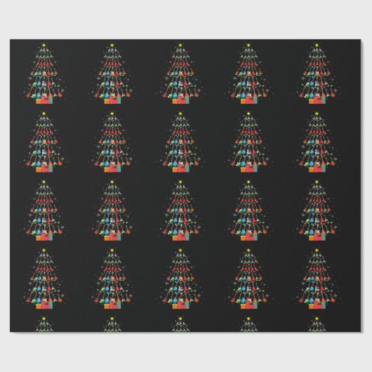 Cool Guitar Christmas Tree Merry Xmas Gifts Xmas L Cadeaupapier (Vlak)