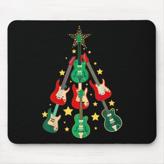 Cool Guitar-kerstboom Guitar Lovers Kerstmis Muismat (Voorkant)