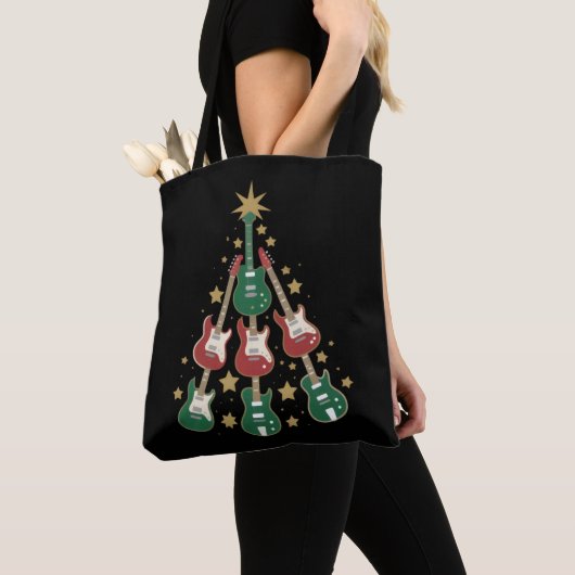 Cool Guitar-kerstboom Guitar Lovers Kerstmis Tote Bag (Dichtbij)