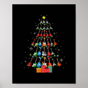 Cool Guitar-kerstboom Merry Xmas cadeautjes Xmas L Poster