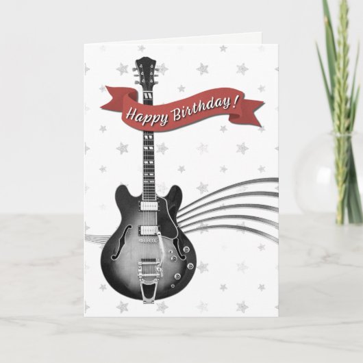 Cool Guitar Musician Rockstar Rock & Roll Birthday Kaart (Voorkant)