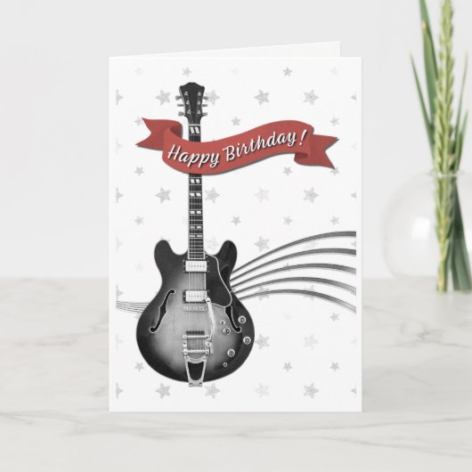 Cool Guitar Musician Rockstar Rock & Roll Birthday Kaart (Voorkant)