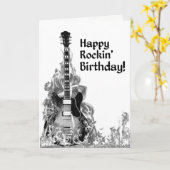 Cool Guitar Musician Rockstar Rock & Roll Birthday Kaart (Gele Bloem)