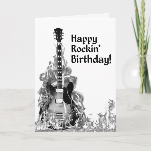 Cool Guitar Musician Rockstar Rock & Roll Birthday Kaart (Voorkant)