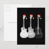 Cool Guitar Santa Black en White Feestdagenkaart (Voorkant / Achterkant)