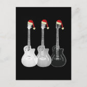 Cool Guitar Santa Black en White Feestdagenkaart (Voorkant)