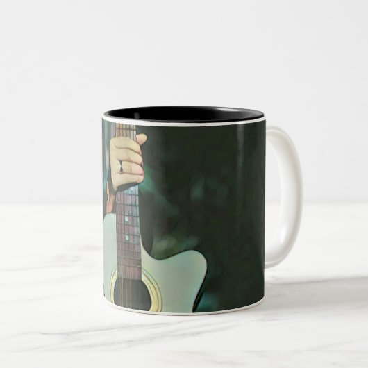 Cool Guitarist giftige Tweekleurige Koffiemok (Voorkant rechts)