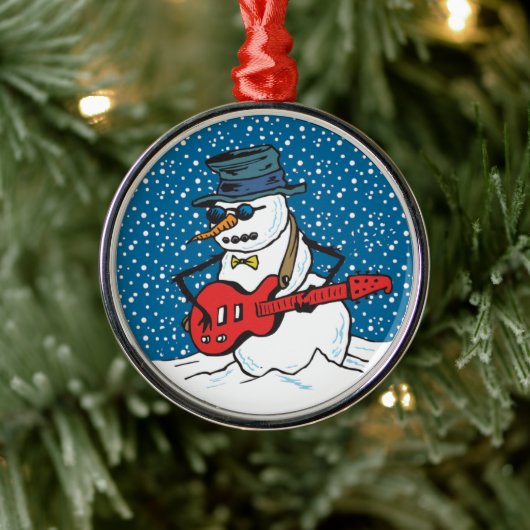 Cool Guitarist Snowman Ornamenten (Boom)