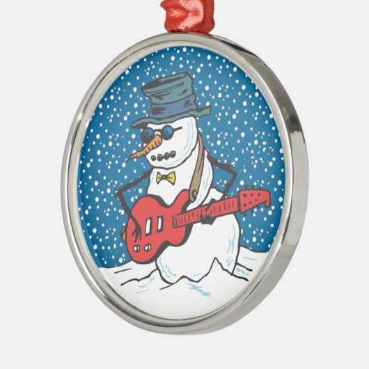 Cool Guitarist Snowman Ornamenten (Links)