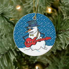 Cool Guitarist Snowman Ornamenten