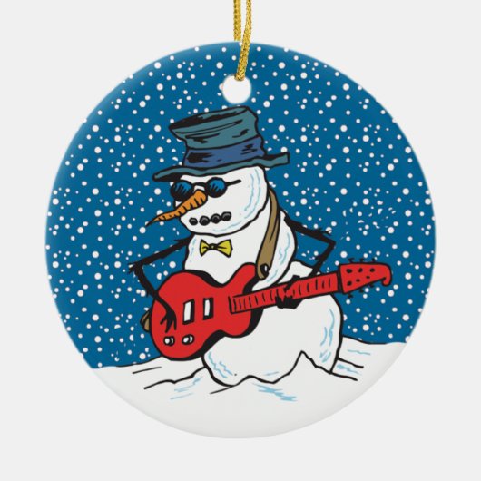 Cool Guitarist Snowman Ornamenten (Voorkant)