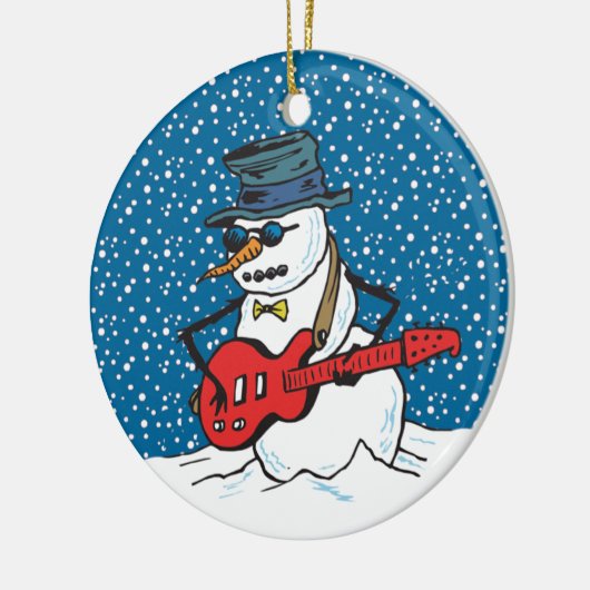 Cool Guitarist Snowman Ornamenten (Links)