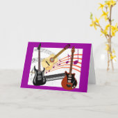 Cool Guitars Toetsenbord en Muzieknoten Verjaardag Kaart (Gele Bloem)