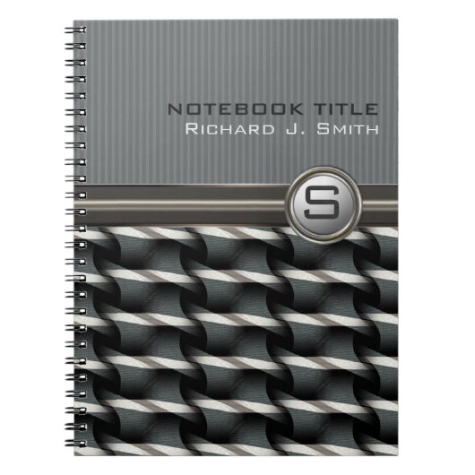 Cool Guy Abstract Stalen Patroon Monogram Notitieb Notitieboek (Voorkant)