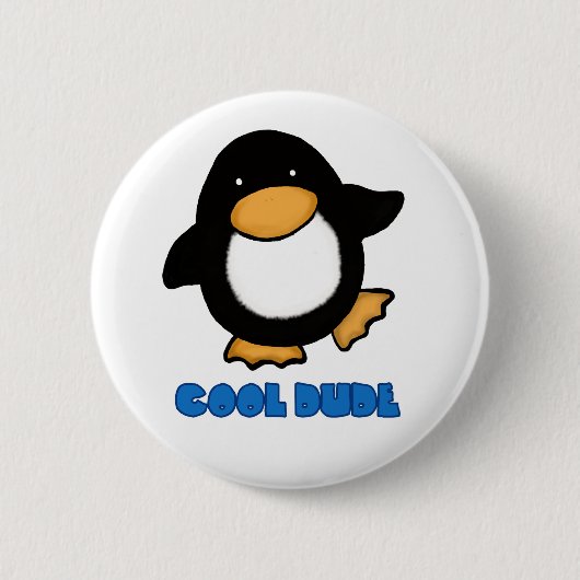 Cool Guy Cute Penguin Badge Ronde Button 5,7 Cm (Voorkant)
