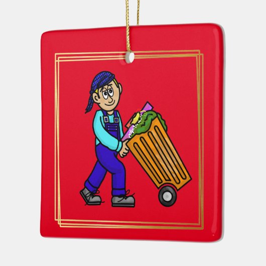 Cool Guy Garbage Man Kerstannament Keramisch Ornament (Links)