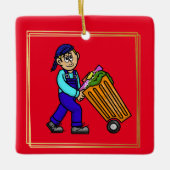 Cool Guy Garbage Man Kerstannament Keramisch Ornament (Voorkant)