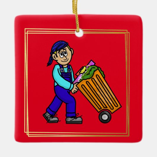 Cool Guy Garbage Man Kerstannament Keramisch Ornament (Voorkant)