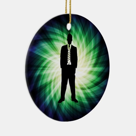 Cool Guy in Suit Silhouette Keramisch Ornament (Rechts)