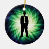 Cool Guy in Suit Silhouette Keramisch Ornament (Voorkant)