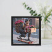 Cool Guy op Skateboard met Valentijnse  Feestdagenkaart (Staand voorkant)