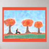 Cool Guy Rolling in Autumn leavesposter Poster (Voorkant)