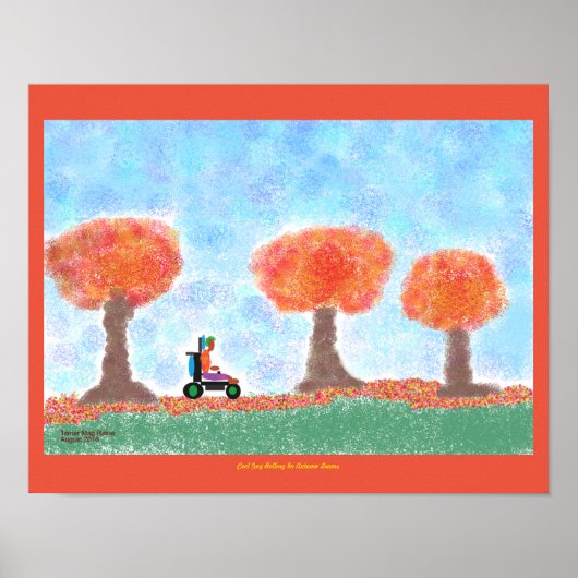 Cool Guy Rolling in Autumn leavesposter Poster (Voorkant)