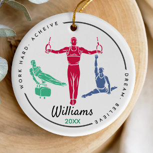 Cool gymnastiek speler gepersonaliseerde souvenir keramisch ornament