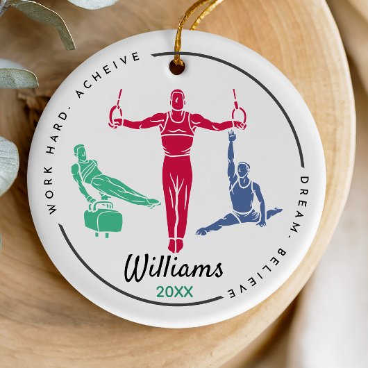 Cool gymnastiek speler gepersonaliseerde souvenir keramisch ornament