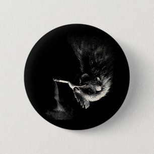 Cool Haantje Rokt Sigaret Kunst Grafisch _1  Ronde Button 5,7 Cm