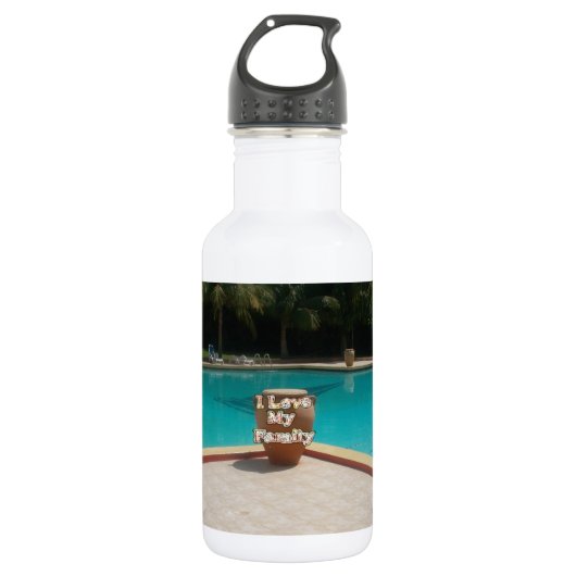 Cool Hakuna Matata Pool Side I love My Family.jpg Waterfles (Voorkant)