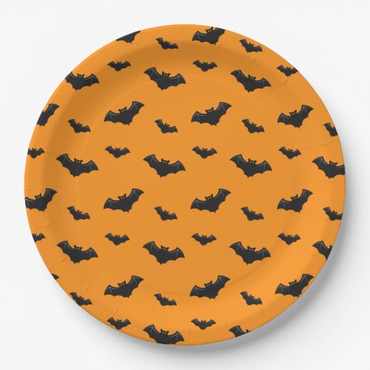 Cool Halloween Bats Pattern Papieren Bordje (Voorkant)