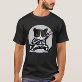 Cool Halloween Cat Dabbing with Skeleton furry T-shirt (Voorkant)