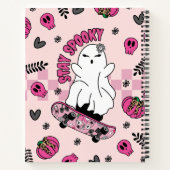 Cool Halloween Ghost op Skateboard Pink Notitieboek (Achterkant)