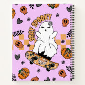Cool Halloween Ghost op Skateboard Sinaasappel Notitieboek (Achterkant)