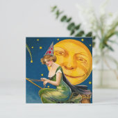 cool  Halloween heksenmaan party Kaart (Staand voorkant)