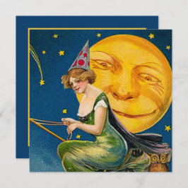 cool  Halloween heksenmaan party Kaart