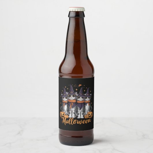 Cool Halloween Katten Gift voor Dochter Gift voor Bier Etiket (Voorkant)