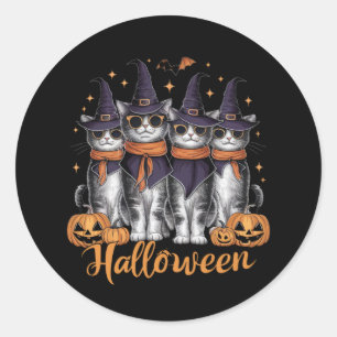 Cool Halloween Katten Gift voor Dochter Gift voor Ronde Sticker