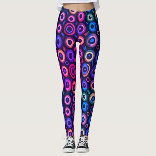 Cool Halloween Kleurrijke Spooky Monster Eyeball Leggings (Voorkant)