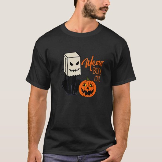 Cool Halloween Meow Boo Boo Cat Illustration Graph T-shirt (Voorkant)