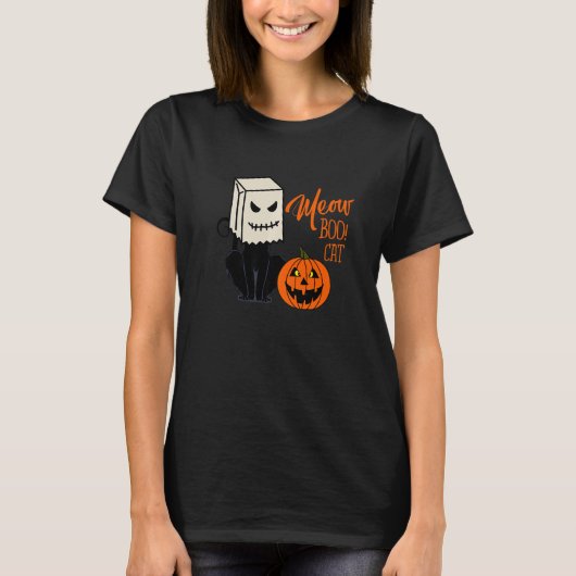 Cool Halloween Meow Boo Boo Cat Illustration Graph T-shirt (Voorkant)