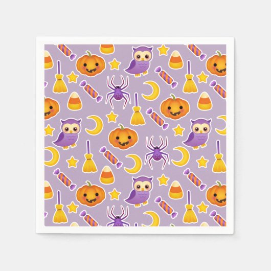 Cool Halloween Paars Patroonontwerp Servetten (Voorkant)